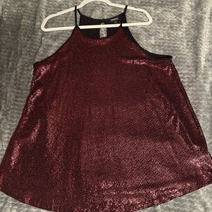 NWOT Torrid Dark Red Sequin Glitter Halter Top